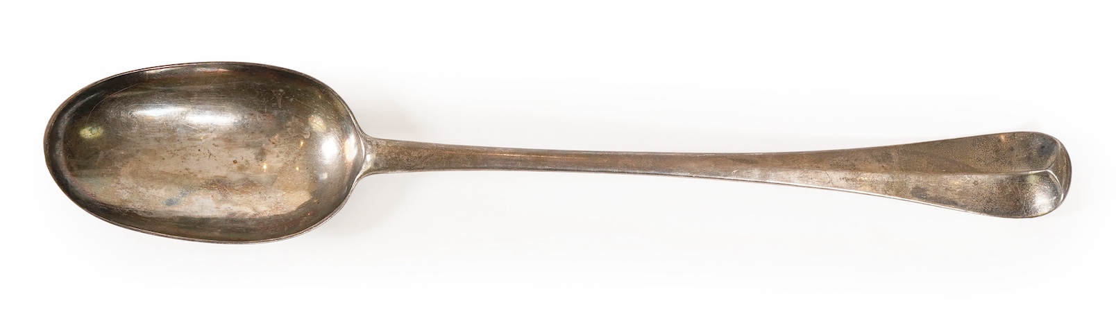 A George II silver Hanoverian pattern large basting or hash spoon